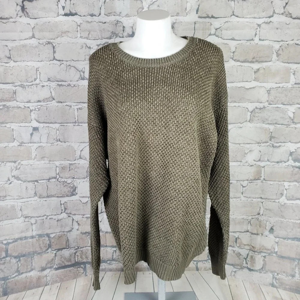 Vintage 80s Northern Elements Oversized Shaker Sweater Olive Green Men's XL